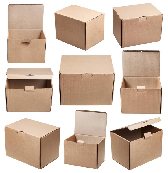 Juego de cajas de cartón aisladas en blanco — Foto de Stock