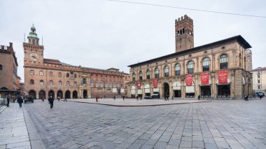main square in Bologna city Piazza Maggiore clipart