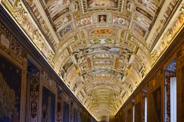 ceiling of Maps Gallery in Vatican museum clipart