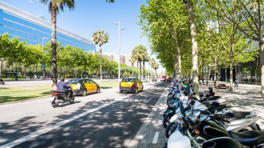 Avinguda Diagonal in Barcelona city in spring clipart