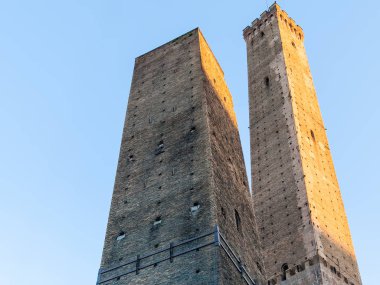 Two Towers (Due Torri) and blue sky in Bologna clipart
