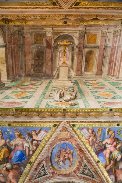 Pared pintada en la sala del museo del Vaticano — Foto de Stock