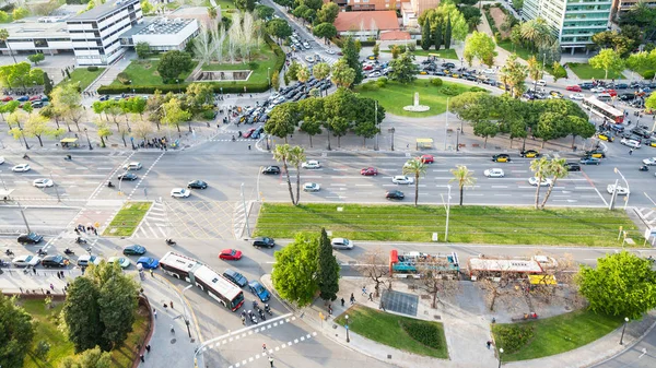Above view car traffic on square in evening — Stock Photo, Image