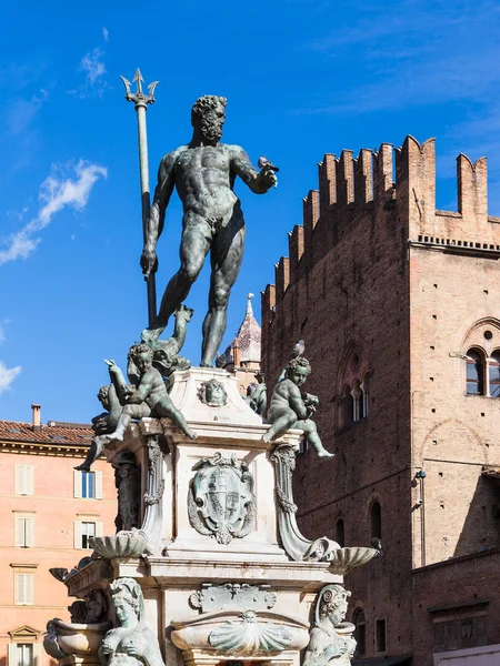 Fontána Neptun v Bologna Centrum města — Stock fotografie