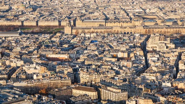 Above view of center of Paris city at sunset — Stock Photo, Image
