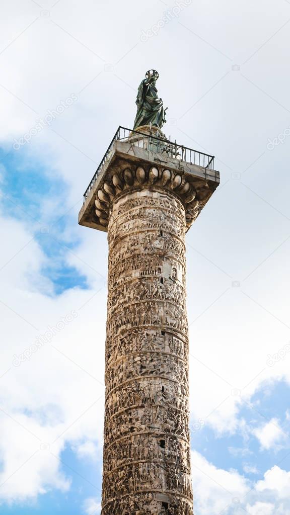 column of marcus aurelius in Rome city