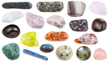 collection of various polished mineral stones clipart
