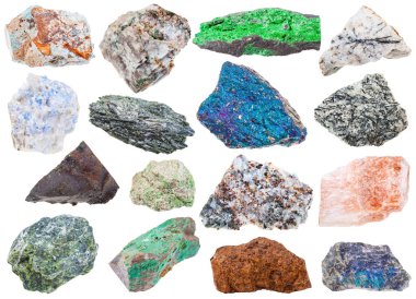 çeşitli ham mineral taş topluluğu