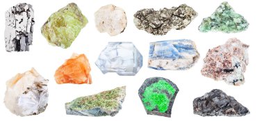 collection of various natural mineral crystals clipart