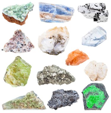 collection of various raw mineral crystals clipart