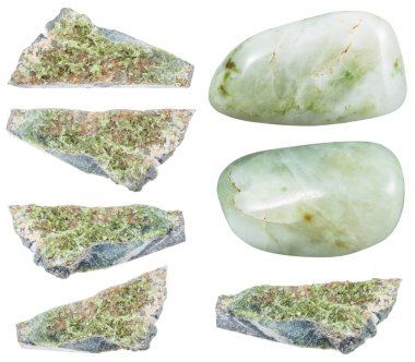collection of tumbled and cristalline vesuvianite clipart