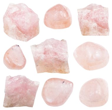 Eskitme ve kristal Morganite taşlarla kümesi