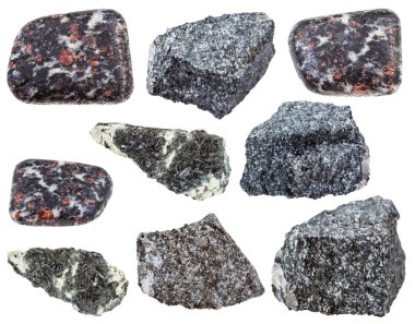 collection of various hornblende mineral stones clipart