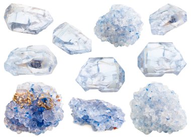 collection of various celestine mineral stones clipart