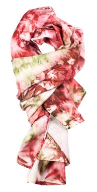 İpek eşarp soyut kırmızı süsleme ile dokuma