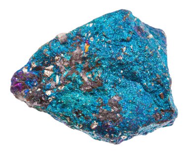 taş izole ham mavi Chalcopyrite