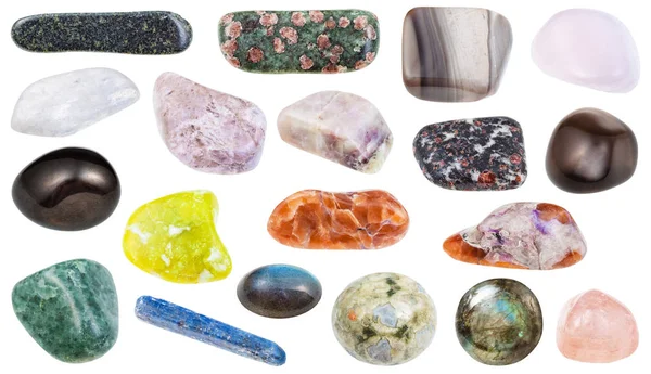 Colección de varias piedras minerales pulidas — Foto de Stock