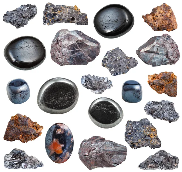 Сбор обваленных и необработанных гематитовых камней — стоковое фото
