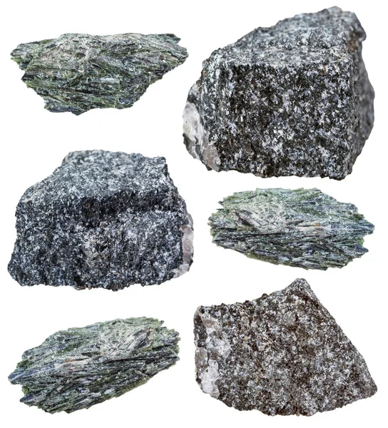 Kolekce různých aktinolit minerálních kamenů — Stock fotografie