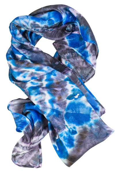 Avvolto sciarpa di seta con motivo astratto blu — Foto Stock