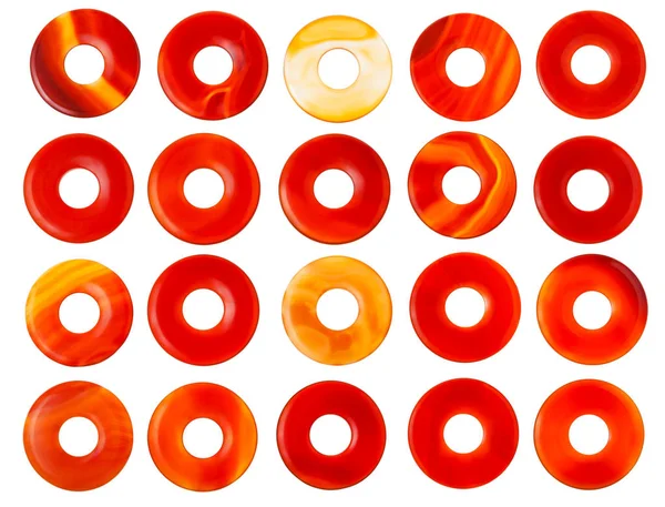 Collection of polished donut shape agate circles — Stock Photo, Image