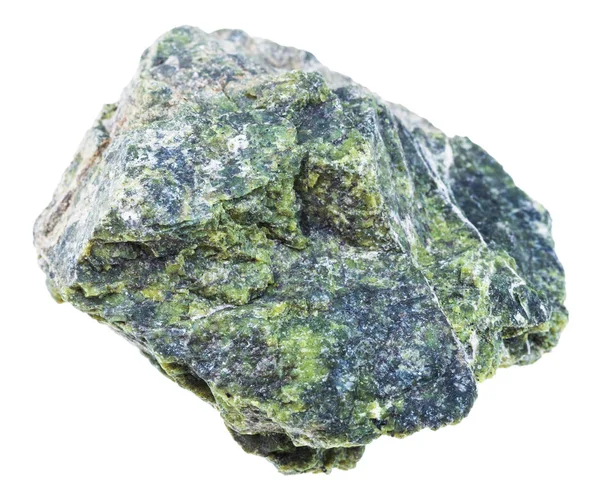 Ακατέργαστη πέτρα σερπεντίνη απομονωθεί σε λευκό — Φωτογραφία Αρχείου