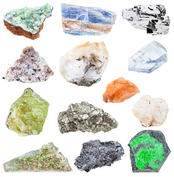 Συλλογή από διάφορα ωμά κρυστάλλων ορυκτών Εικόνα Αρχείου