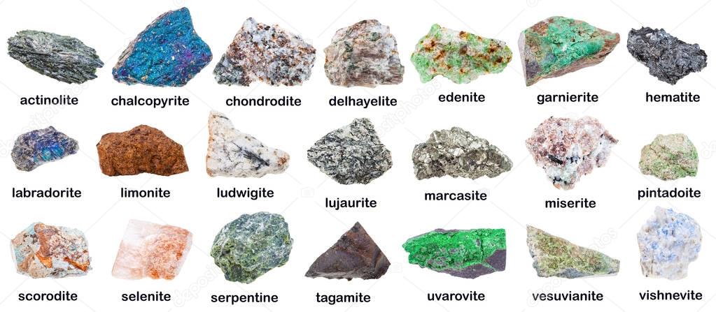 collection of various minerals with names