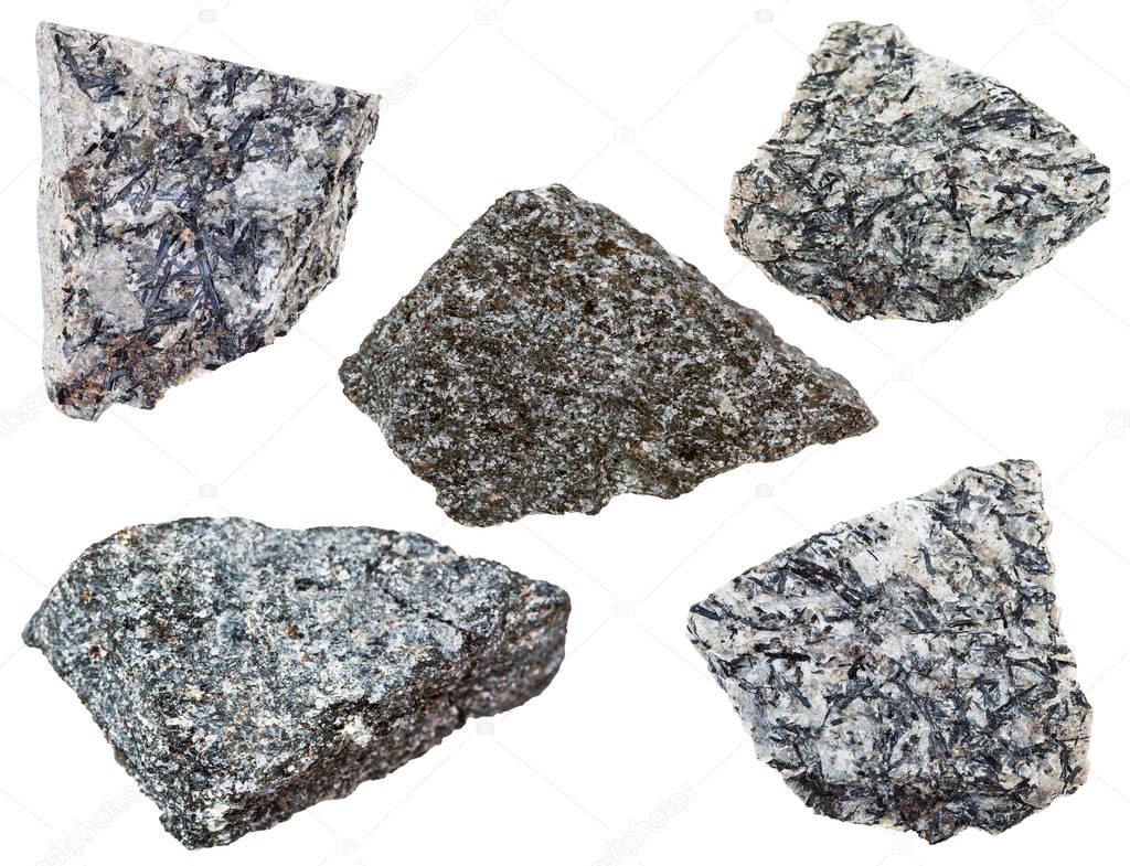 collection of various nepheline syenite mineral stone