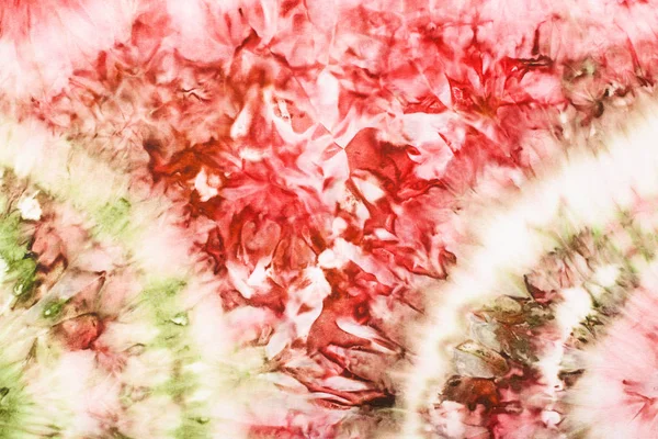 Abstraktní růžové a zelené kresba na hedvábí, batika — Stock fotografie