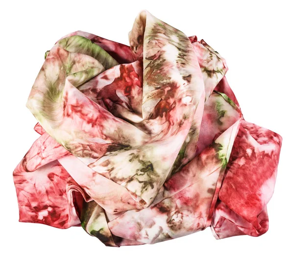 Crumpled silk scarf with abstract red ornament — Stock Photo, Image