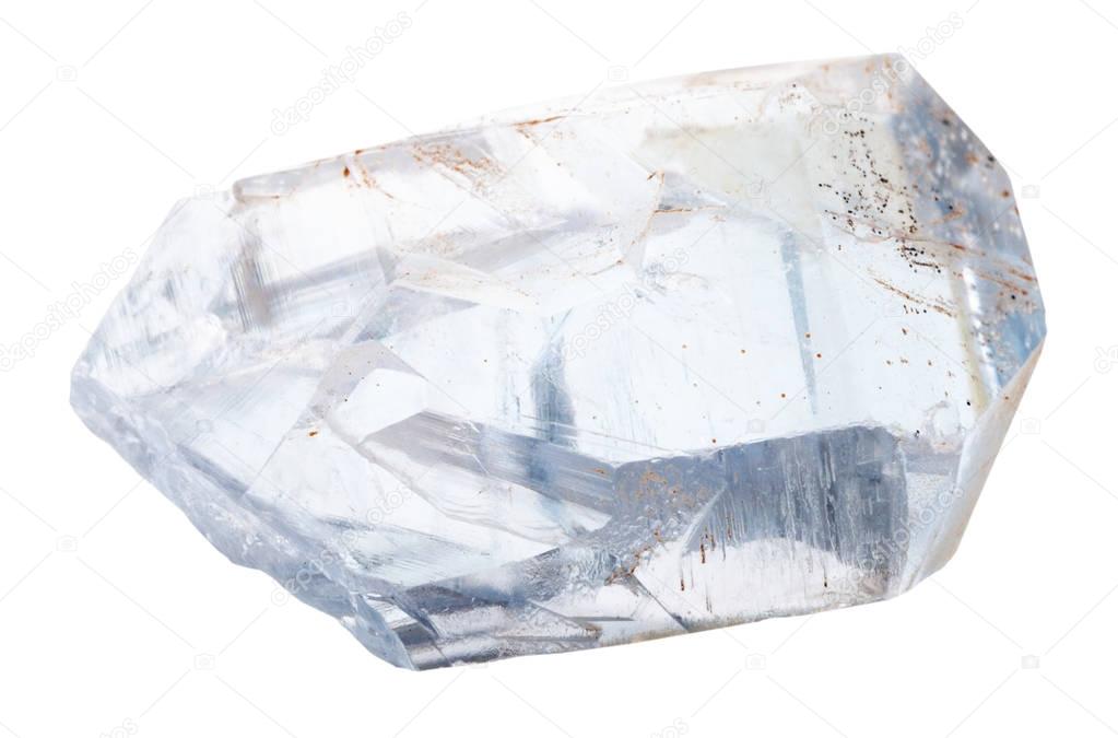 piece of celestine crystals isolated
