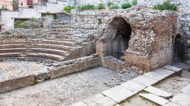 Taormina şehir antik Roma Odeon Tiyatrosu