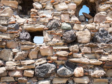 Calatabiano içinde antik kale taş duvar