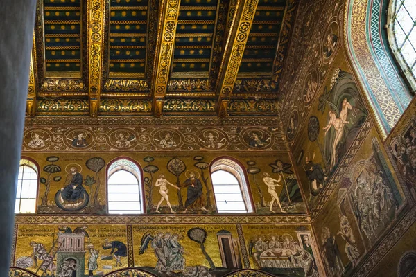 Mozaik Duomo di Monreale-ben Szicíliában — Stock Fotó