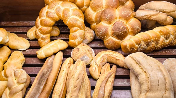 Local breads in baker shop in Sicily — Stock Photo, Image