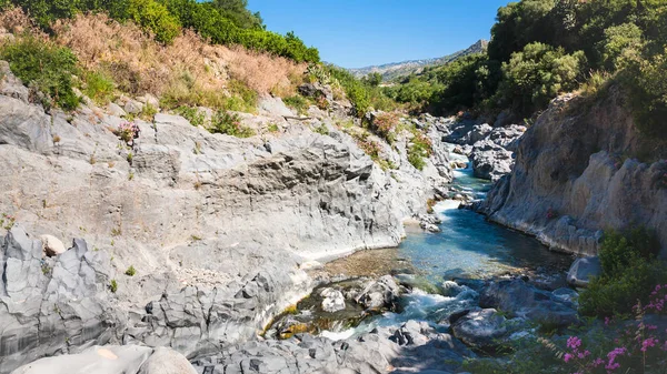 Alcantara river in Sicily in summer day — Stock Photo, Image