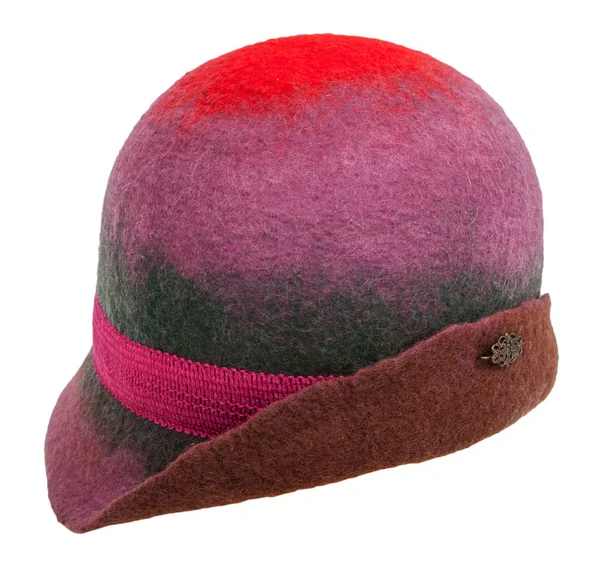 Sombrero de cloche de fieltro hecho a mano aislado en blanco —  Fotos de Stock