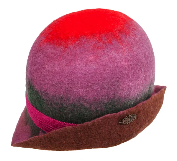 Sombrero de señora de fieltro hecho a mano cloche aislado — Foto de Stock