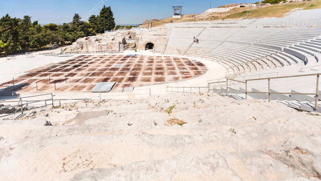 ancient Greek theater in Syracuse city in Sicily