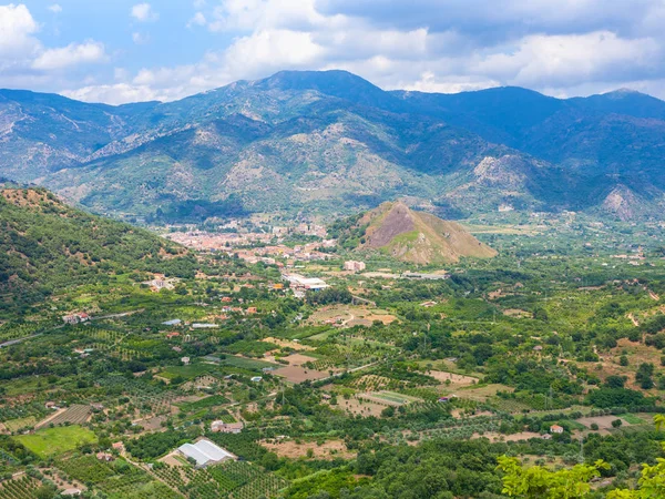 View of gardens and Francavilla di Sicilia town — Stock Photo, Image