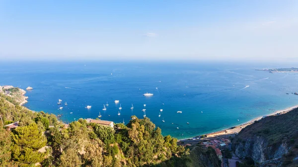 Ionian sea Taormina City ile Panorama — Stok fotoğraf