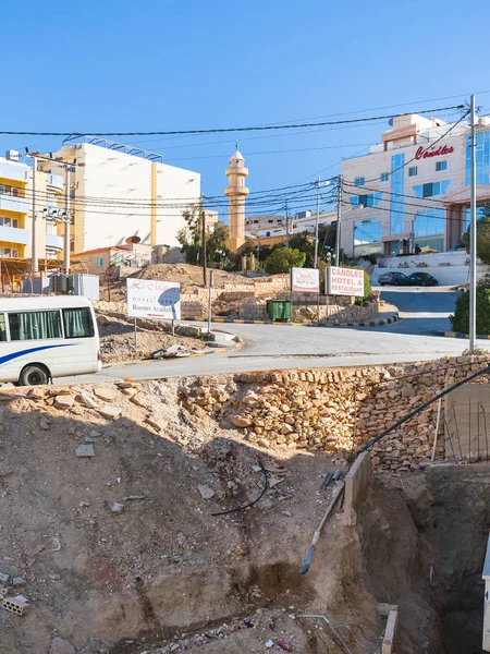 Stadtbild Wadi Musa Stadt im Winter, Jordanien — Stockfoto