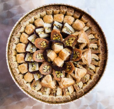 çeşitli tatlı pasta baklava görünümünü yukarıda