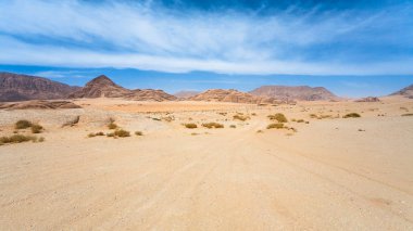 Wadi Rum çöl kumları yolda
