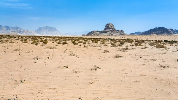 Weergave van Sphinx rock in Wadi Rum woestijn — Stockfoto