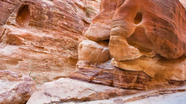 Pietre di elefante nel passaggio di Al Siq all'antica Petra — Foto Stock