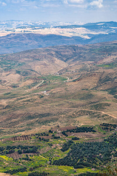 view of rural landscape of Holy Land in winter