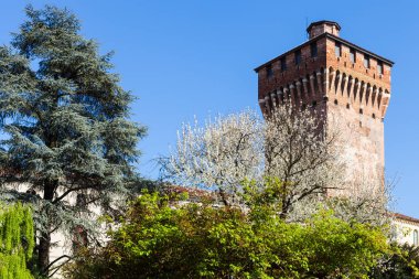 view Torre di Porta Castello in Vicenza in spring