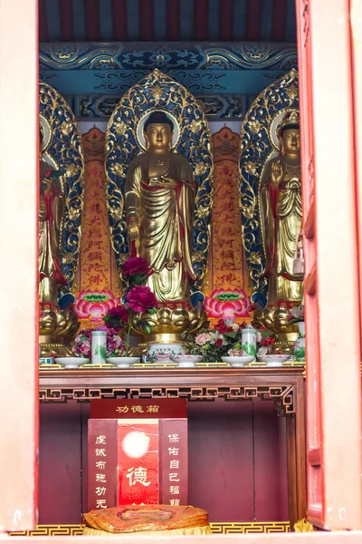 Buda heykeli tapınakta. — Stok fotoğraf